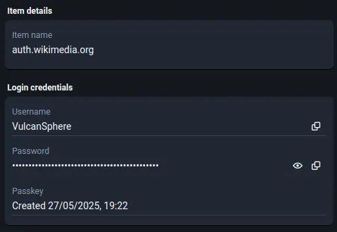 Bitwarden Desktop 2025.7.0 with passkey support screenshot